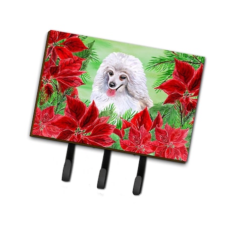 Carolines Treasures Medium White Poodle Poinsettas Leash or Key Holder CK1331TH68